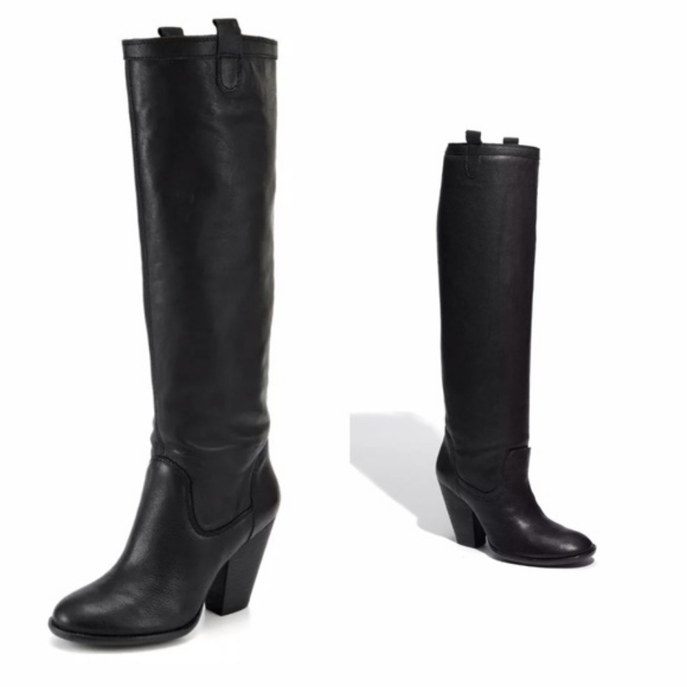 Vince Camuto Black Tall Pebble Leather Boots 5.5